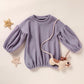 Toddler Baby Girl Sweater Round Neck Loose Long Sleeve Candy Color Knitted Pullover Tops Autumn Winter Sweatshirt (Light Purple,