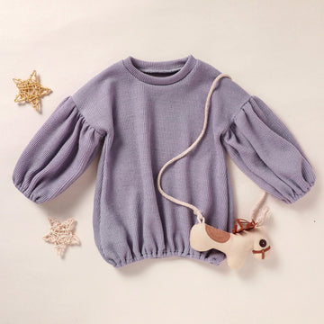 Toddler Baby Girl Sweater Round Neck Loose Long Sleeve Candy Color Knitted Pullover Tops Autumn Winter Sweatshirt (Light Purple,