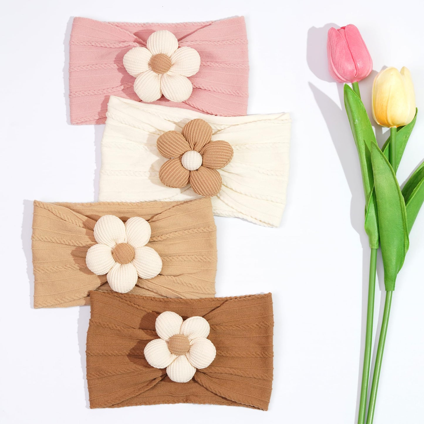 C  Llot 5 Pcs Baby Flower Headbands Baby Girls Nylon Headbands Soft Hairbands Hair Accessories For Newborn Infant Toddler Kids
