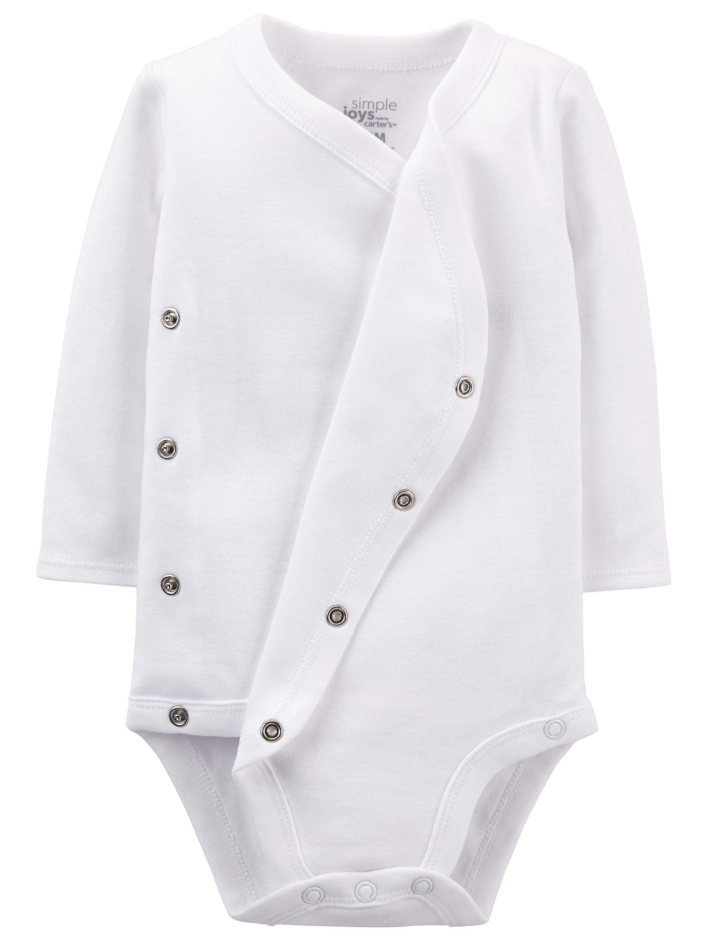 Simple Joys by Carters Baby 4-Pack Long Sleeve Side Snap Bodysuit, White, 0-3 Months