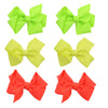 Small Solid Bow - Set of 6 (Neon Orange Yellow & Green)