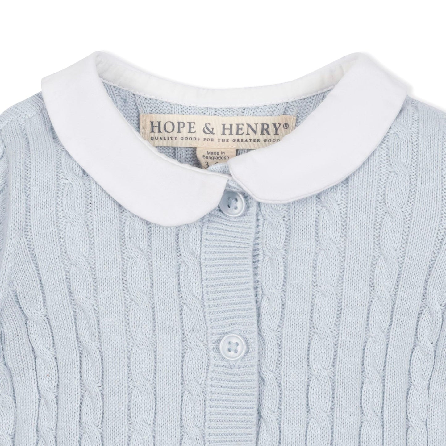 Hope & Henry Layette Soft White Cable Knit Sweater Romper