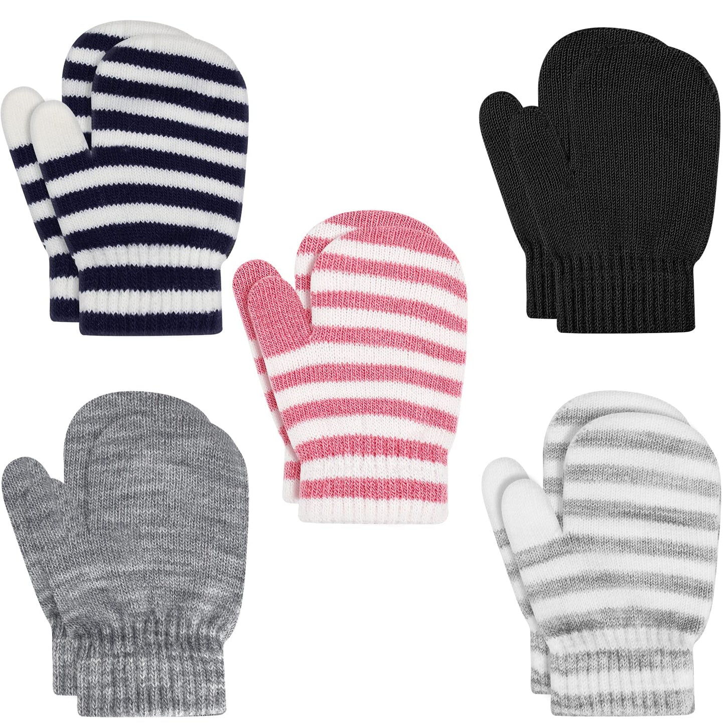 Onesing 5 Pair Toddler Mittens Black Toddler Gloves Baby Mittens Newborn Mittens Infant Mittens Baby Gloves For Baby Boy Girls,