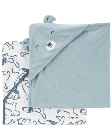 Carters Baby Hooded Towel (2-pk Blue/White)