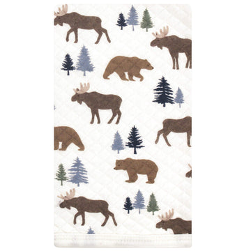 Hudson Baby Unisex Baby Quilted Burp Cloths, Moose Bear, One Size