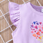 Girls Valentines Day Dresses Heart Print Dress Purple Tulle Tutu Toddler Girl Valentines Day Dress 3T/1319