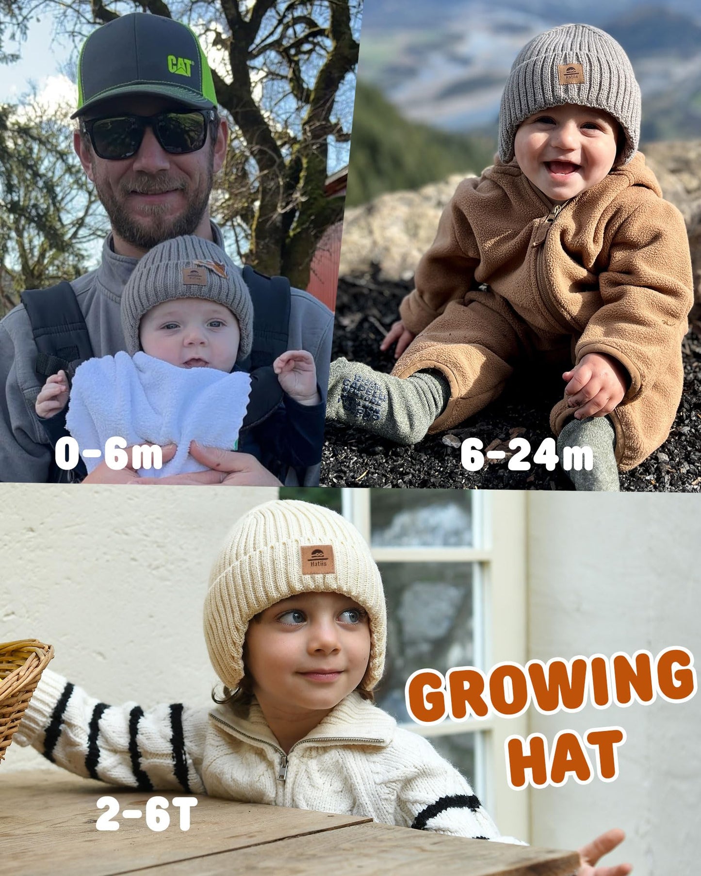 Baby Beanie Fleece Lined Toddler Winter Hat With Ear Flaps Little Girls Boys Warm Hats Cute Beanies For Kids Beige