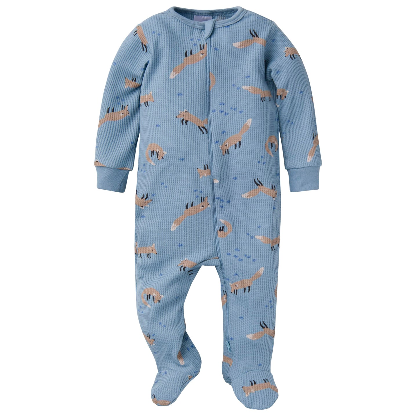 Gerber Baby Unisex 2-Pack 2-Way Zip Thermal Footed Sleep 'N Play, Foxes, 0-3 Months
