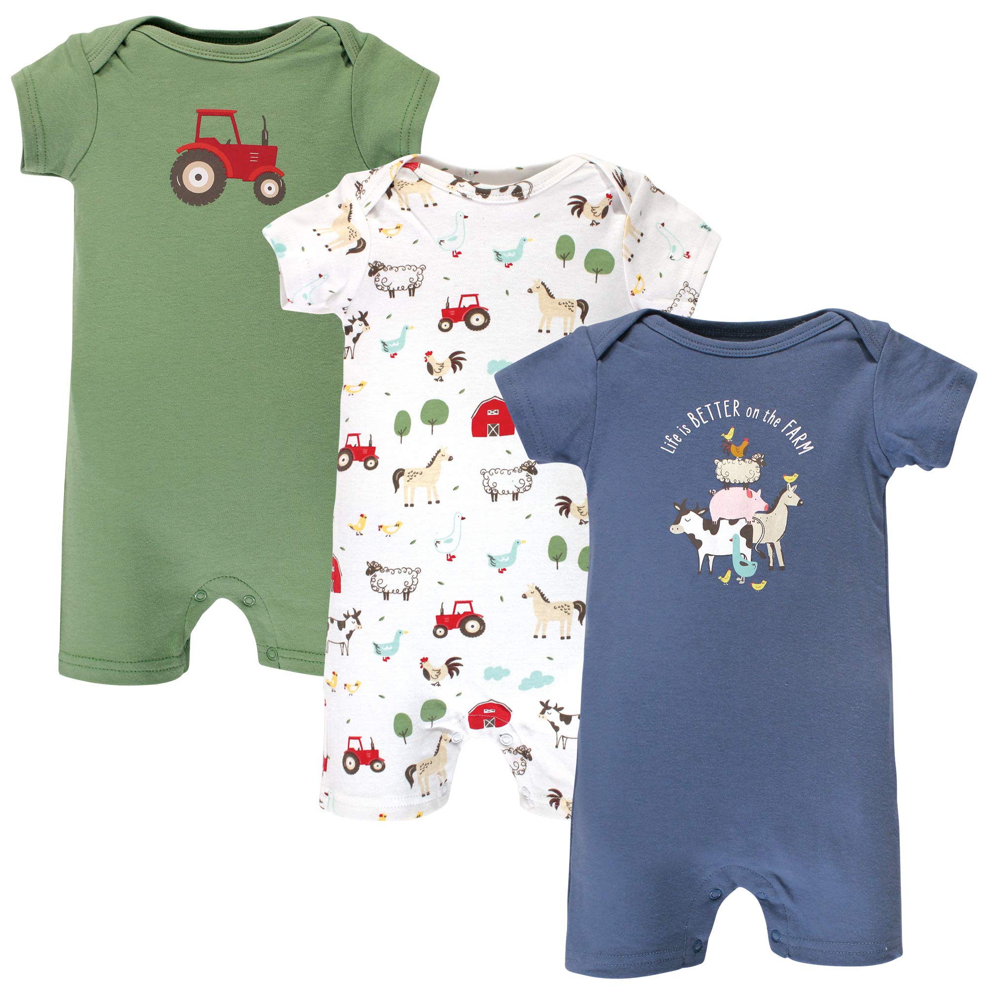 Hudson Baby Unisex Baby Cotton Rompers, Boy Farm Animals, 0-3 Months – Cutebabyb WBBAPB08T8LH8SM