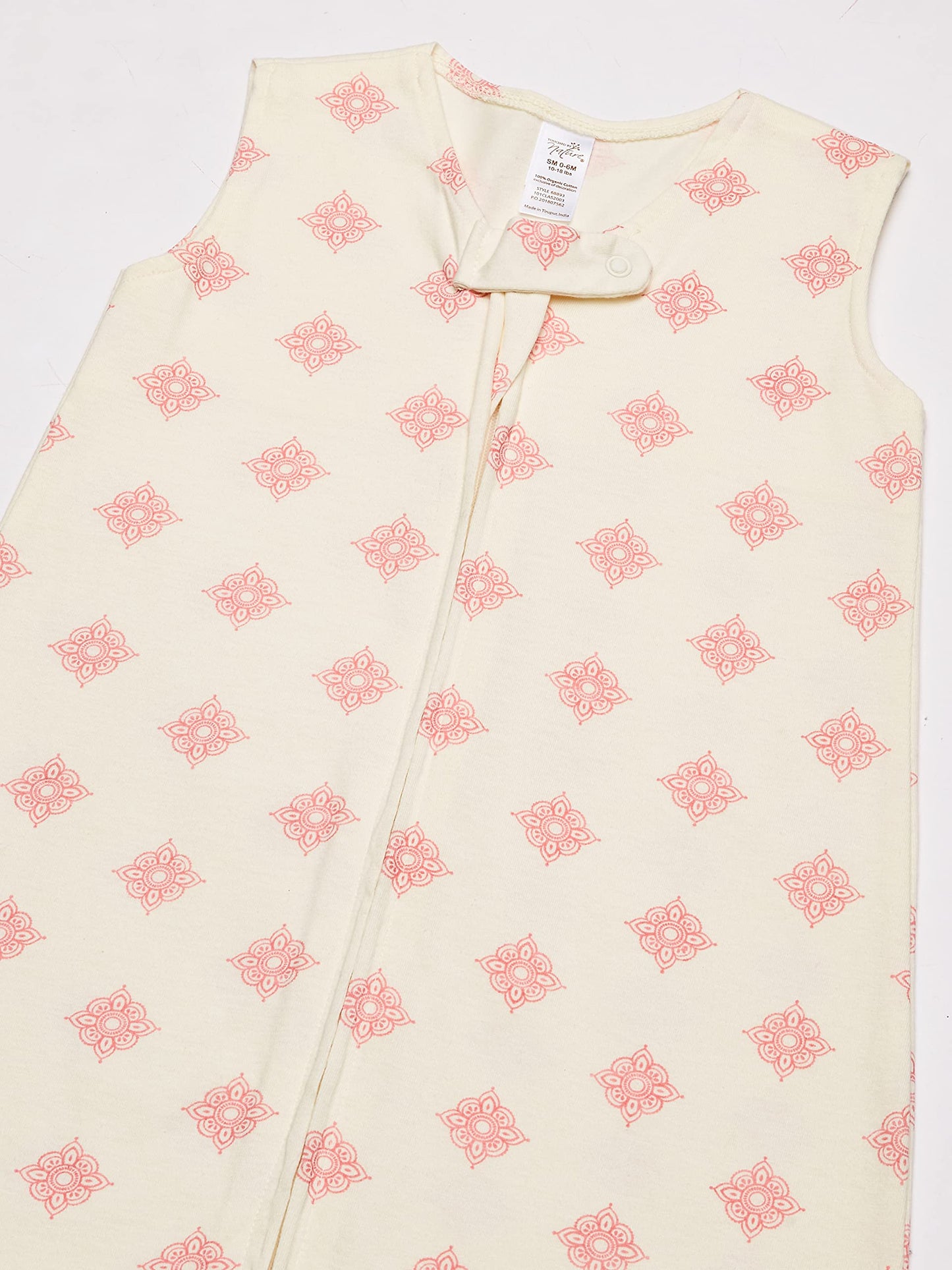 Touched by Nature Unisex Baby Organic Cotton Sleeveless Wearable Sleeping Bag, Sack, Blanket, Dainty Rosette, 18-24 Months