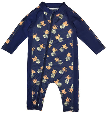 Swimzip Boys' Long-Sleeve Upf 50+ Swimsuit For Baby, Toddler, & Little Boys Pineapples