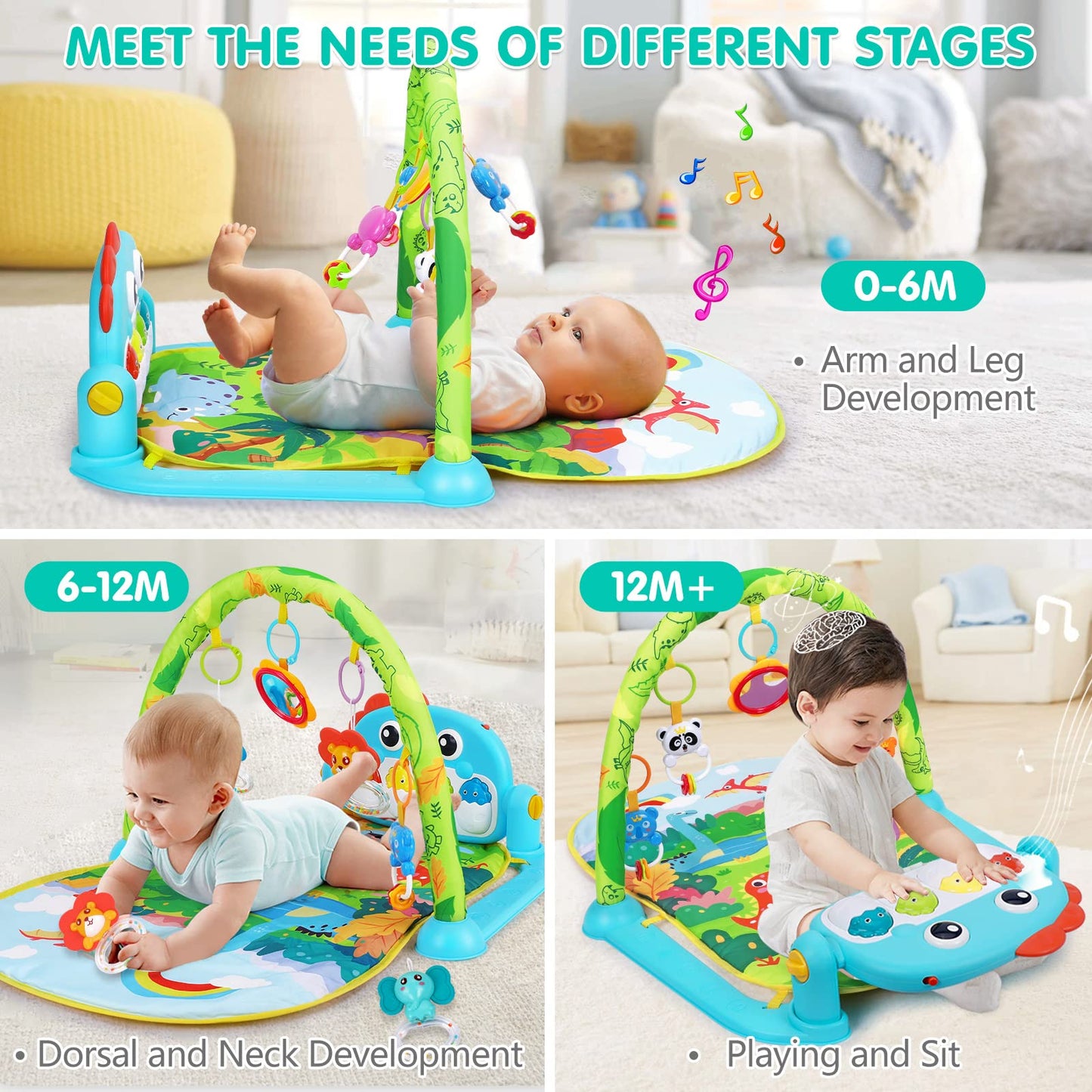 Baby Gym Play Mats Baby Toys Tummy Time Mat Toys Musical Activity Center For Newborn Infant Toys Piano Baby Play Mat Music & Lig