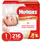 Huggies Little Snugglers Baby Diapers, Size 1, 216 Count, Unscented, Hypoallergenic, Gentleabsorb Liner, Pocketed-Back Waistband
