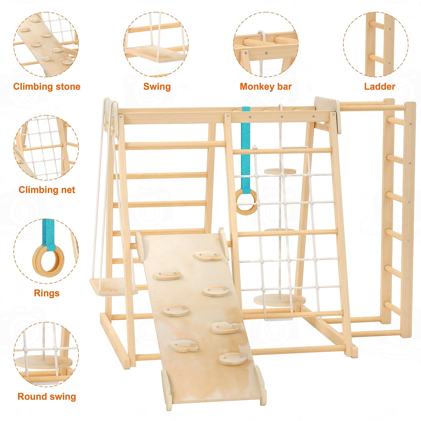Wofafa Jungle Gym, Toddler Climbing Toys, Indoor Playground Climbing Toys For Toddlers, Montessori Style Playground Sets For Bac