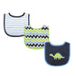 Luvable Friends Unisex Baby Cotton Drooler Bibs With Fiber Filling, Dinosaur, One Size