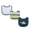 Luvable Friends Unisex Baby Cotton Drooler Bibs With Fiber Filling, Dinosaur, One Size