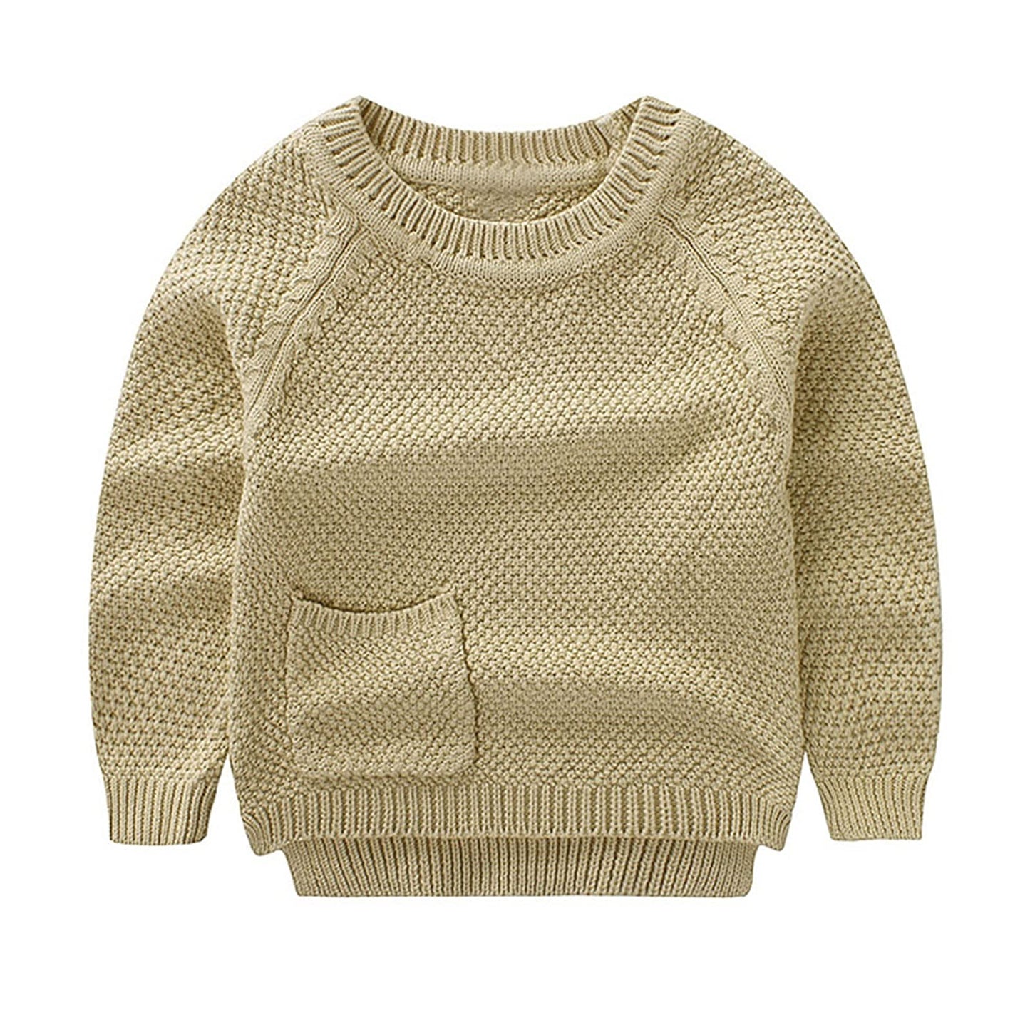 Peecabe Toddler Baby Girl Boy Cable Knit Sweater Cotton Infant Pullover Crewneck Long Sleeve Sweatshirt Fall Winter (2T, Khaki)