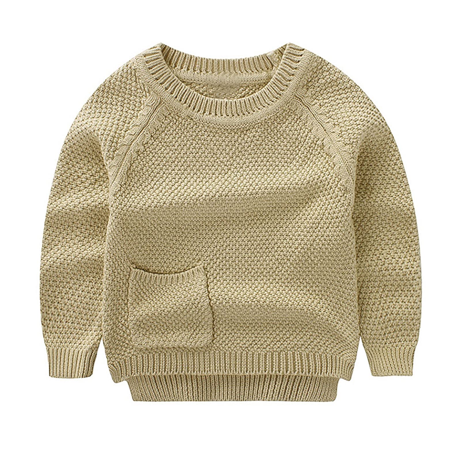 Peecabe Toddler Baby Girl Boy Cable Knit Sweater Cotton Infant Pullover Crewneck Long Sleeve Sweatshirt Fall Winter (2T, Khaki)