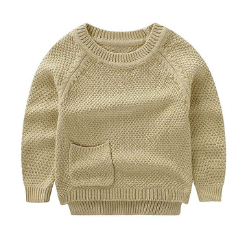 Peecabe Toddler Baby Girl Boy Cable Knit Sweater Cotton Infant Pullover Crewneck Long Sleeve Sweatshirt Fall Winter (2T, Khaki)