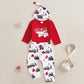 Newborn Boy Valentines Day Outfit Long Sleeve Letters Romper And Pants With Hat My First Valentines Day Baby Boy Outfit (V-Red,0