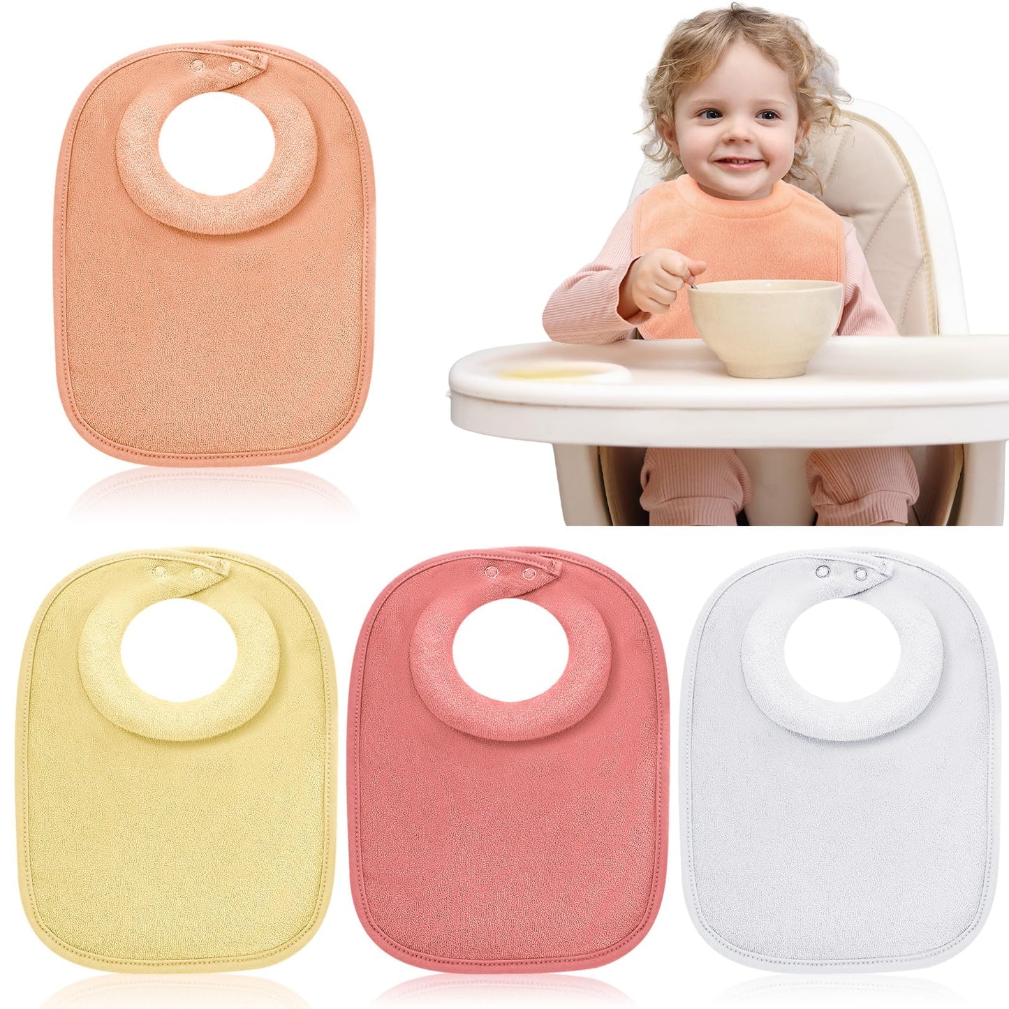 Twistover 4 Pcs Baby Feeding Bibs For Drooling And Teething Comfi Neck Baby Bib With Padded Collar Absorbent(Girl Color)