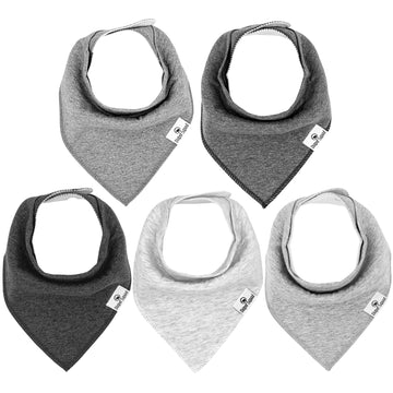 Diapersquad'S 5-Pack Baby Bibs For Drooling And Teething, Bibs For Boys, Baby Girl - Solid Cotton Baby Drool Bibs (Speckled Grey