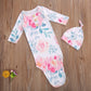 Infant Newborn Baby Girls Floral Sleep Gown Headband Sleepwear Romper Sleeping Bags Outfits (Floral&Pink, 0-3 Months)