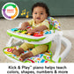 Fisher-Price Portable Baby Chair Kick & Play Deluxe Sit-Me-Up Seat with Piano Learning Toy and Snack Tray for Infants to Toddler