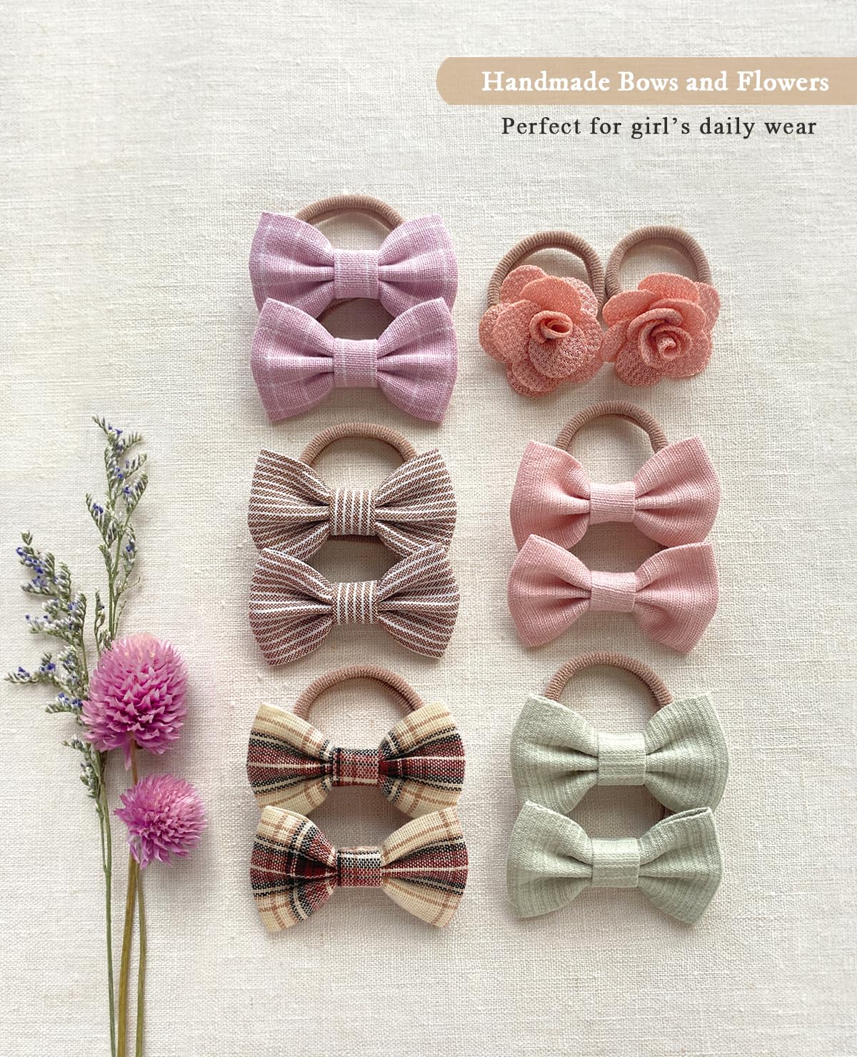 Boutique Baby Hair Ties For Infants Ouchless, 24 Pcs Hair Bow Ties For Toddler Girls' Fine Hair, Soft Elastic Pigtails Ponytail