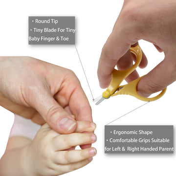 Pafason Baby Round Tip Safety Manicure Nail Scissors And Baby Glass Nail File Set, Stainless Steel, Czech Float Glass, Ideal Sho