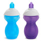 Munchkin Click Lock Flip Straw Toddler Sippy Cup, 9 Ounce, 2 Pack, Blue/Purple
