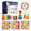 BrightMo Montessori Toys for Toddlers 3+ Years 8-in-1 Educational Wooden Toy Set with Alphabet, Numbers, Shapes, Puzzles, Xyloph