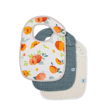 Little Unicorn Premium Classic Bib 3 Pack | Adjustable As Baby Grows | Soft Fabric On Skin | Great For First Time Eaters (Georgi