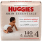 Huggies Size 4 Diapers, Skin Essentials Baby Diapers, Size 4 (22-37 Lbs), 140 Count (2 Packs Of 70)