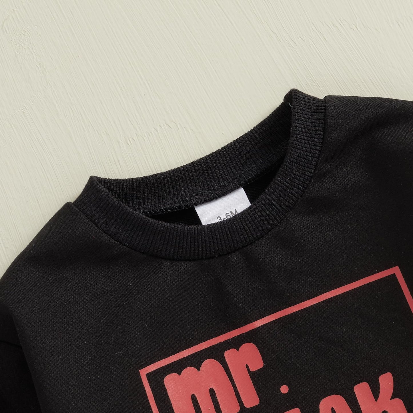 Baby Boy Fall Clothes Set Long Sleeve Letter Print Sweatshirt Pants Valentines Day Outfits 6 12 18 24 Months 2T (Black, 3-6 Mont