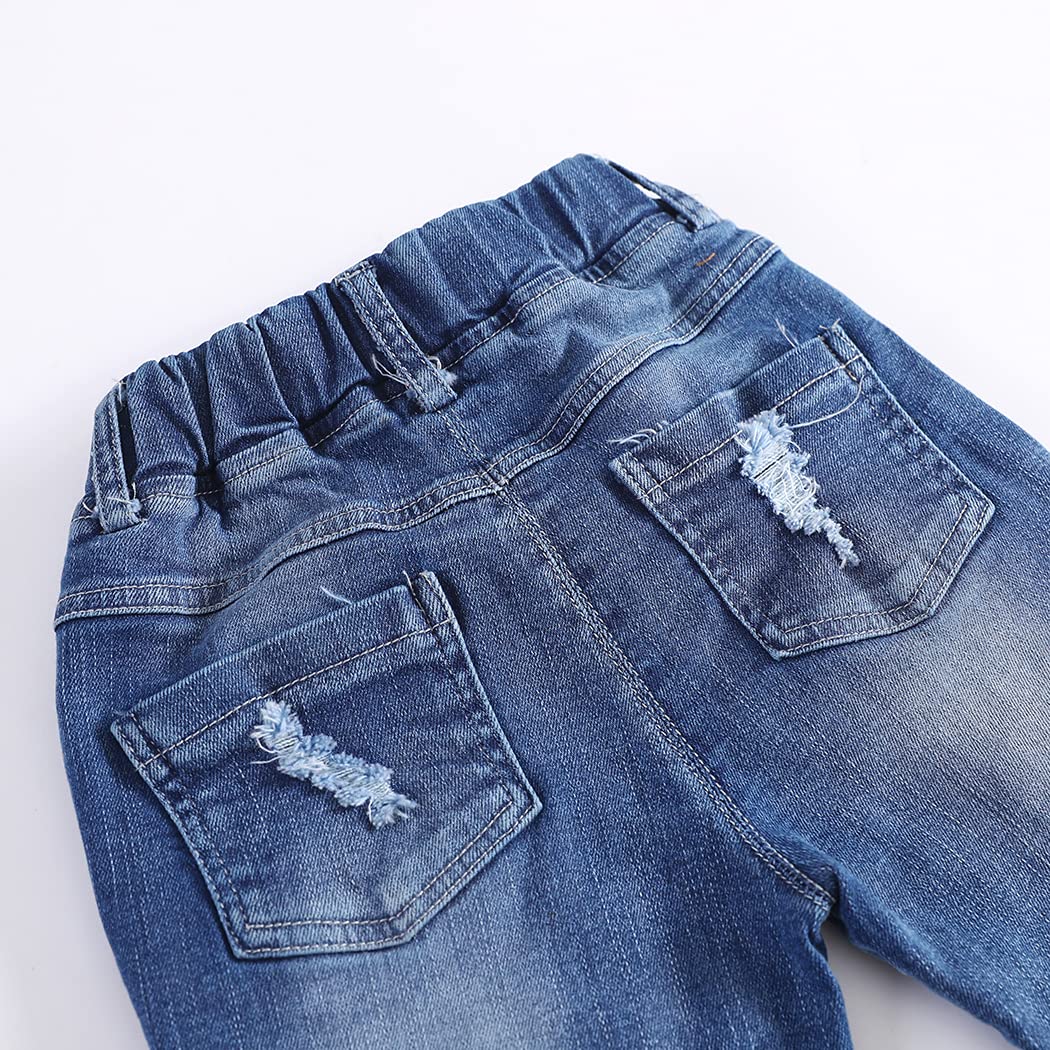 Kidscool Space Baby Ripped Jean,Toddler Elastic Distressed Waist Denim Pants,12-18 Months