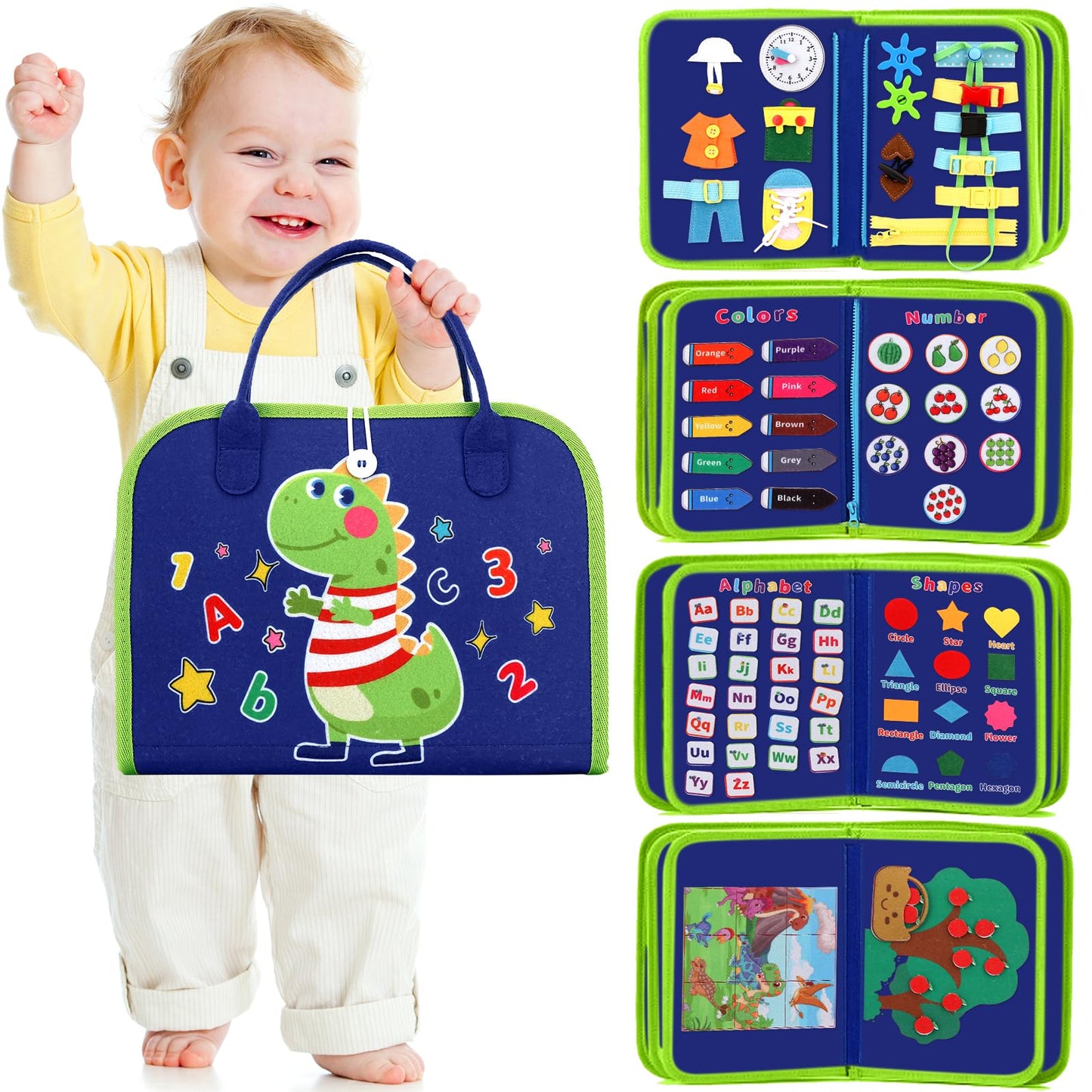 Montessori Toys for 1 2 3 4 Year Old, Toddler Toys Ages 1-4, Busy Board Book, Educational Learning Sensory Boys Toys, Ideal Todd