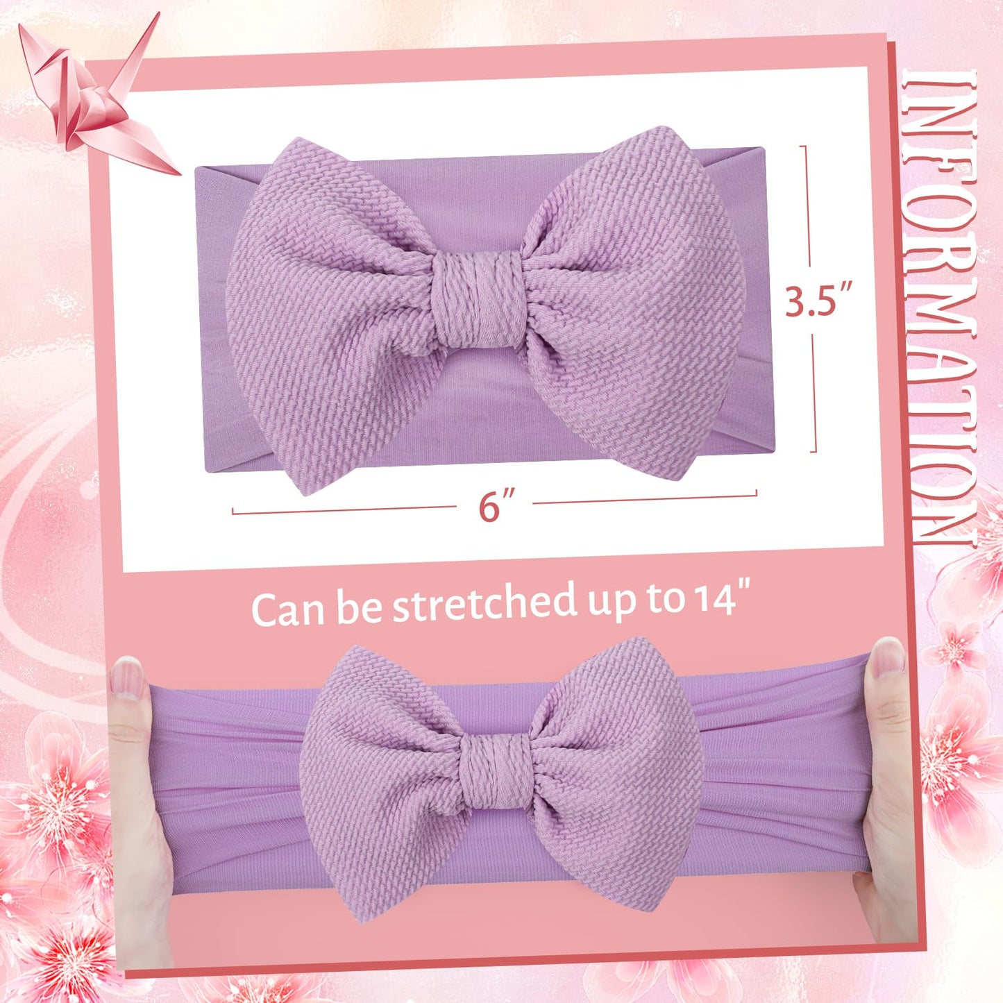 Lanmerry Headband Bows For Baby Girls Stretchy Headwraps Handmade Hair Accessories For Baby Girls Hot Pink Newborn Bows Purple 5