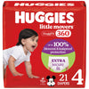 Huggies Size 4 Baby Diapers, Little Movers HuggFit 360 Baby Diapers with 360 Waistband, Size 4 (22-37 lbs), 21 Count, Packaging 