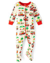 The Children'S Place,Baby Boys,And Toddler Long Sleeve 100% Cotton Zip-Front One Piece Footed Pajamas,Firetrucks,9 Months,12 Mon