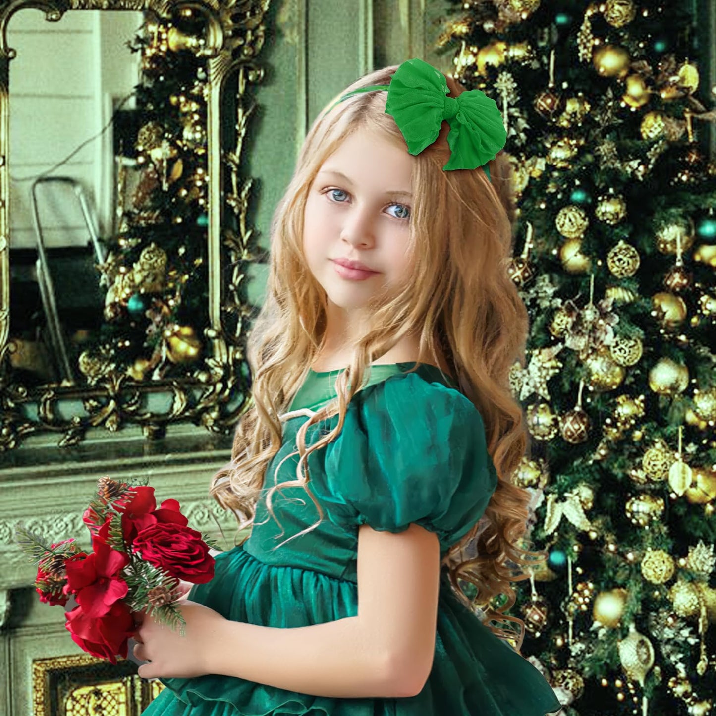 Lanmerry Christmas Baby Girl Headbands With Bows Elastic Headbands Newborn Lace Hair Bow Hair Accessories Newborn Infant Toddler