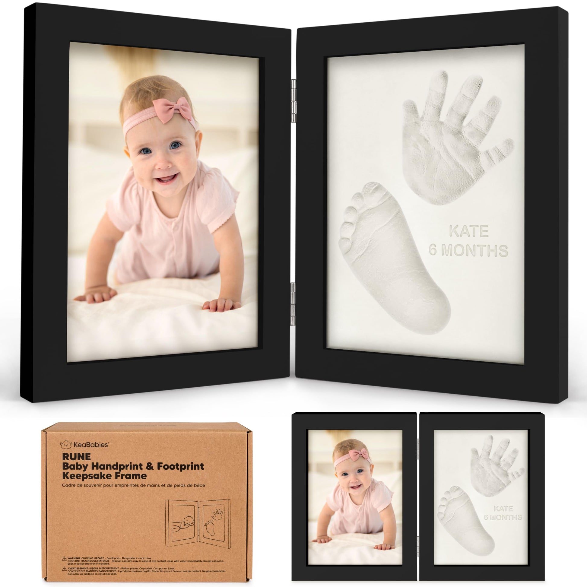 Baby Hand and Footprint Kit, Quick Dry Clay - Newborn Keepsake Feet and Handprint Kit, Nursery Picture Frame, Pet Dog Paw Prints