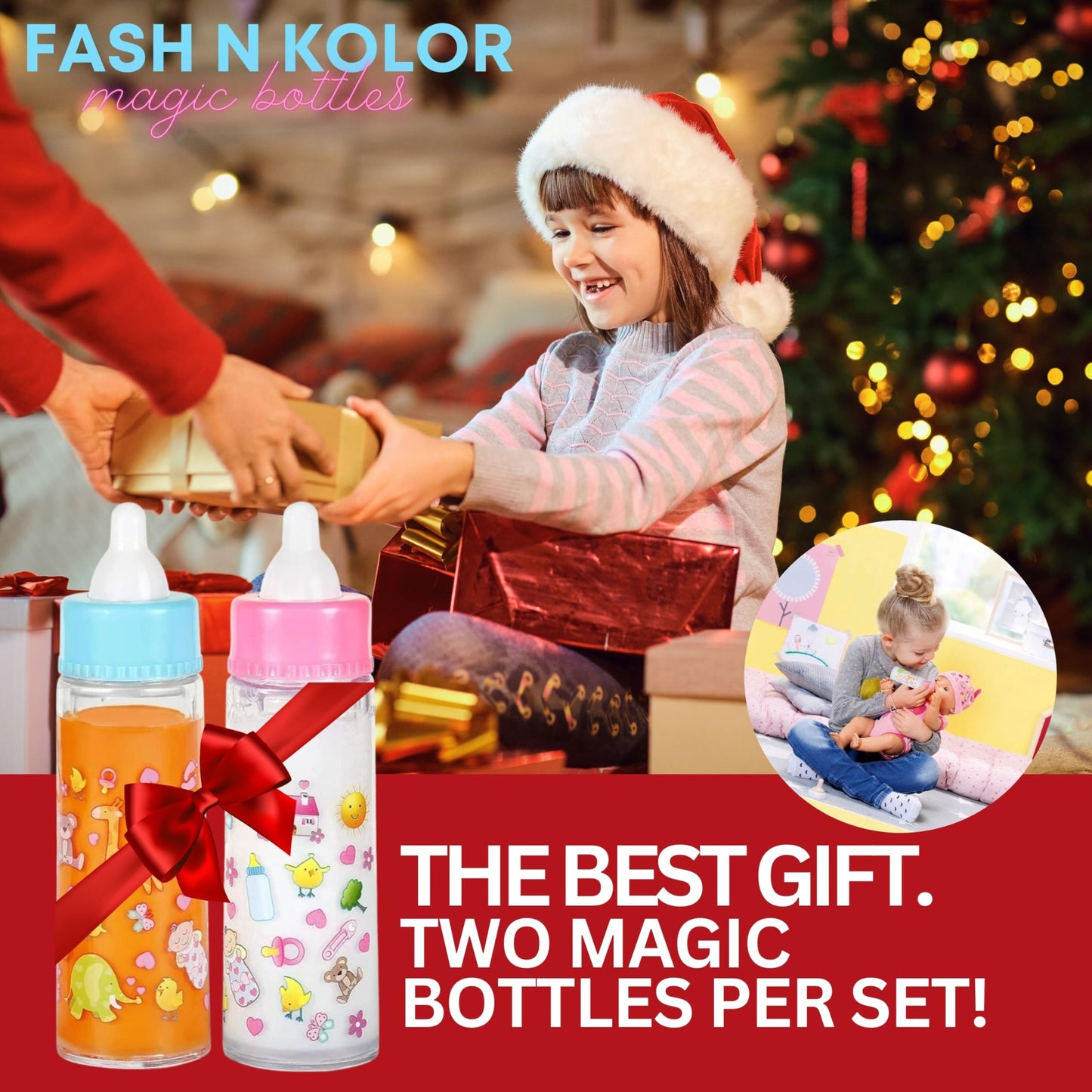 Exquisite Buggy My Sweet Baby Disappearing Magic Bottles - Includes 1 Milk, 1 Juice Bottle With Pacifier For Baby Doll (Colorful