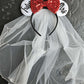 Clgift Bridal Minnie Mouse Ears, White Veil Headband, Perfect For Wedding, Honeymoon, Bachelorette Party Or Photoshoots