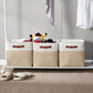 DECOMOMO 13 Inch Cube Storage Bins, Fabric Storage Cube, Basket for Kallax Shelves (Beige & White, Cube 13 - 4 Pack)