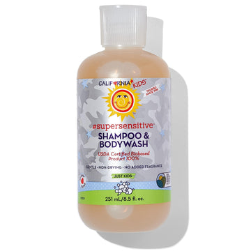 California Kids Super Sensitive Unscented Shampoo And Bodywash | 100% Plant-Based | Gentle Skincare | Fragrance Free | Hypoaller