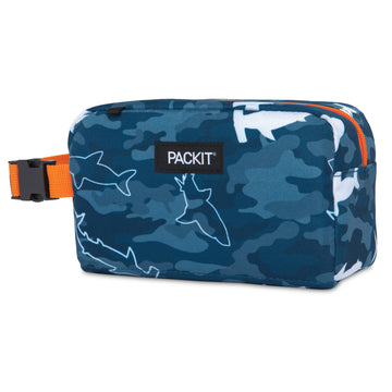 Packit Freezable Snack Box, Camo Shark, Built With Ecofreeze Technology, Collapsible, Reusable, Zip Closure With Buckle Handle,