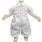 Little Things Mean A Lot Baby Boys White Short Sleeve Collared Romper Coverall With Pin-Tucking 12M