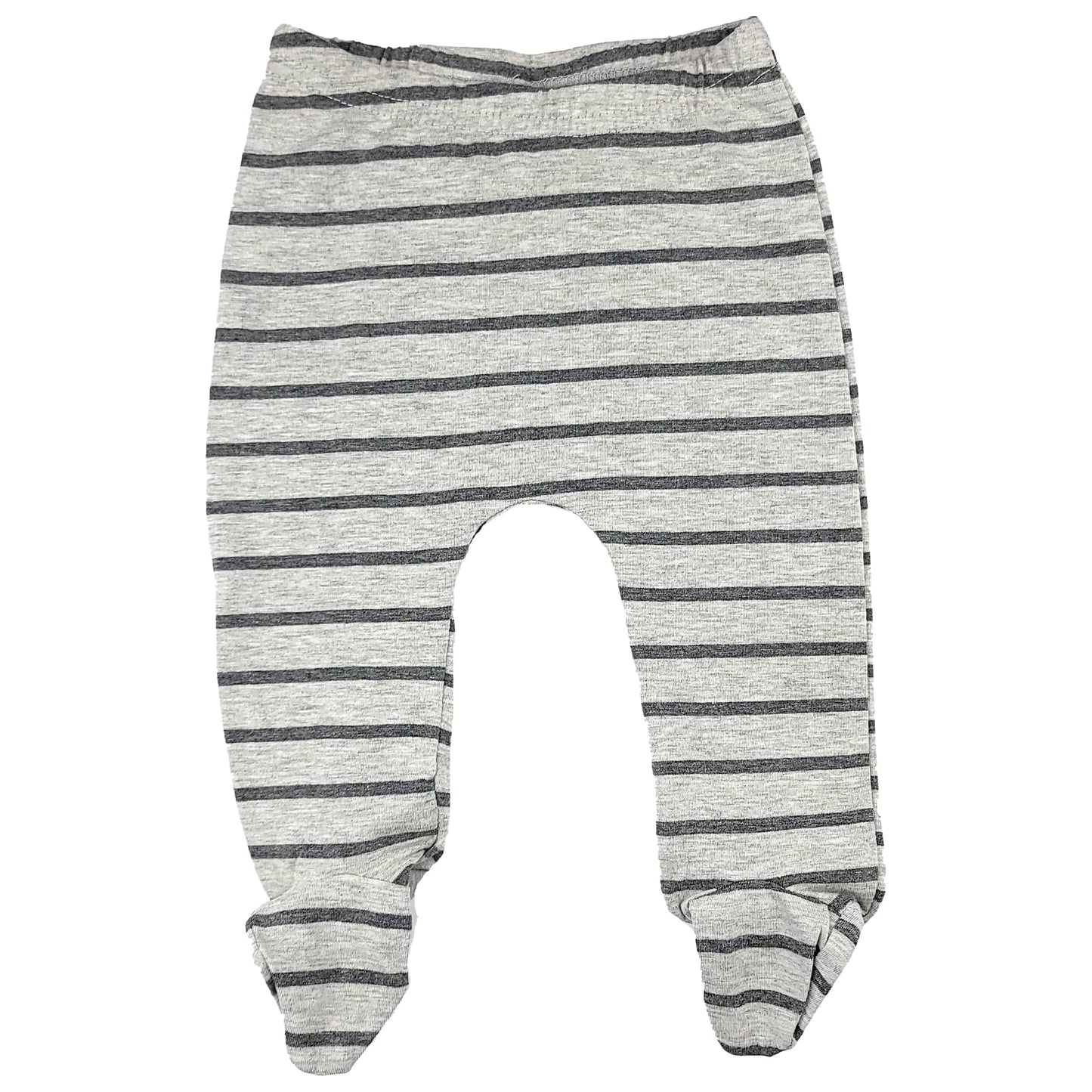 123 Bear Baby Soft Cotton Spandex Pants With Feet (Gray Stripe 4-Pack, 0-3 Months)