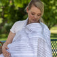 Boppy Nursing Cover For Breastfeeding, Gray Watercolor Stripes, Apron Style With Storage Pocket, Rigid Neckline To See Baby Whil